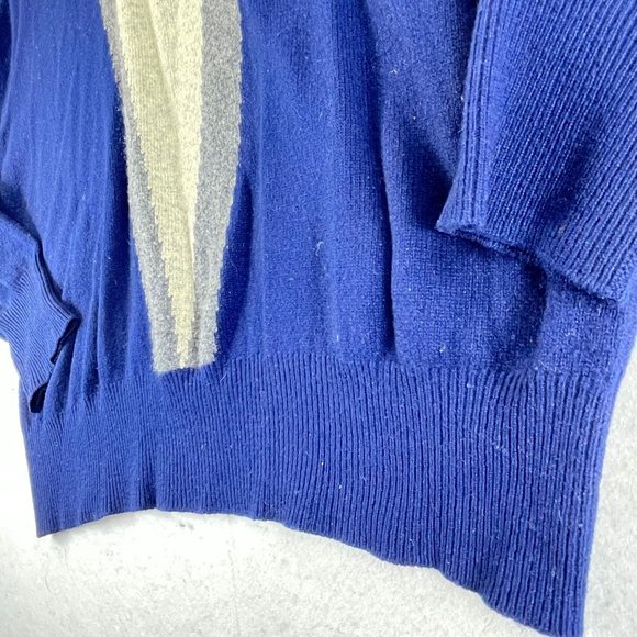 Vintage SNOW LOTUS Mens 44/L/XL Blue Multi Cashmere Fair Isle V-Neck Sweater - Picture 10 of 14